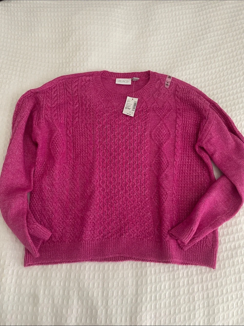 The Children's Place Bright Fuchsia Cable Knit Crew Sweater
